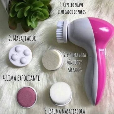 Masajeador Facial 5 en 1 – Limpieza, Exfoliación y Masaje